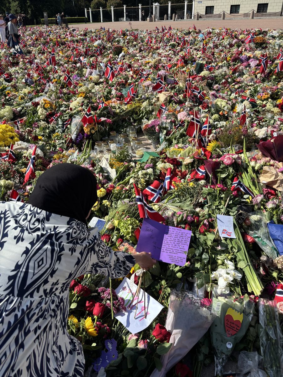 En person i en blomstereng En person i en blomstereng
